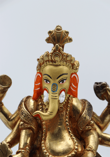 Gold Plated Dancing Ganesha Statue 5.5 Inch