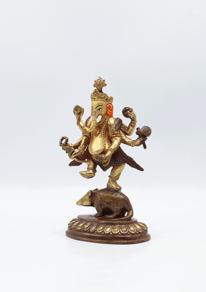 Gold Plated Dancing Ganesha Statue 5.5 Inch