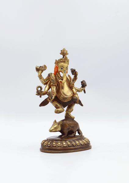 Gold Plated Dancing Ganesha Statue 5.5 Inch
