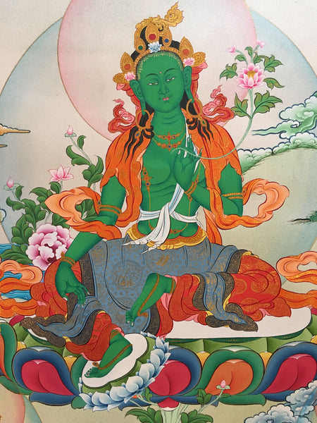 Artistic Green Tara Thangka, Tibet Thangka 82x56cm NTH37