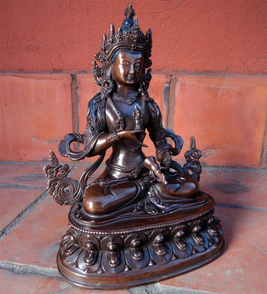 Copper Oxidized Vajrasattva Statue 9 Inch