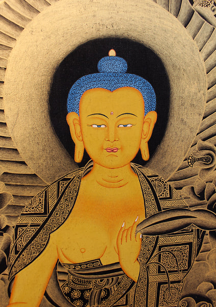 Black 14 Mini Buddha Shakaymuni Thangka Painting
