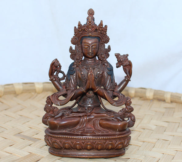 Chenrezig Copper Statue 5 inch