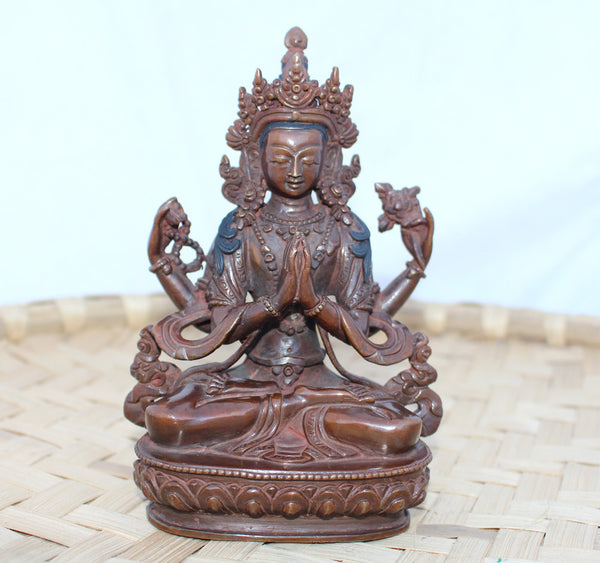 Chenrezig Copper Statue 5 inch