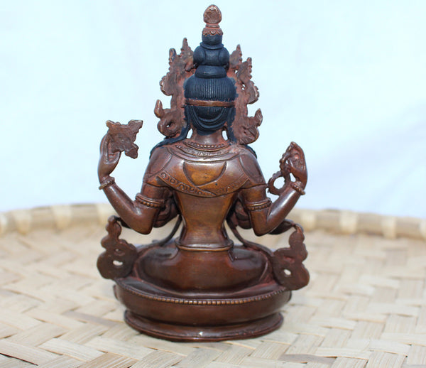 Chenrezig Copper Statue 5 inch