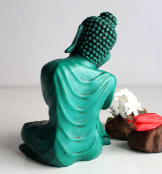 Green Resting Buddha Resin Statue