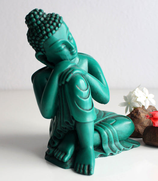 Green Resting Buddha Resin Statue