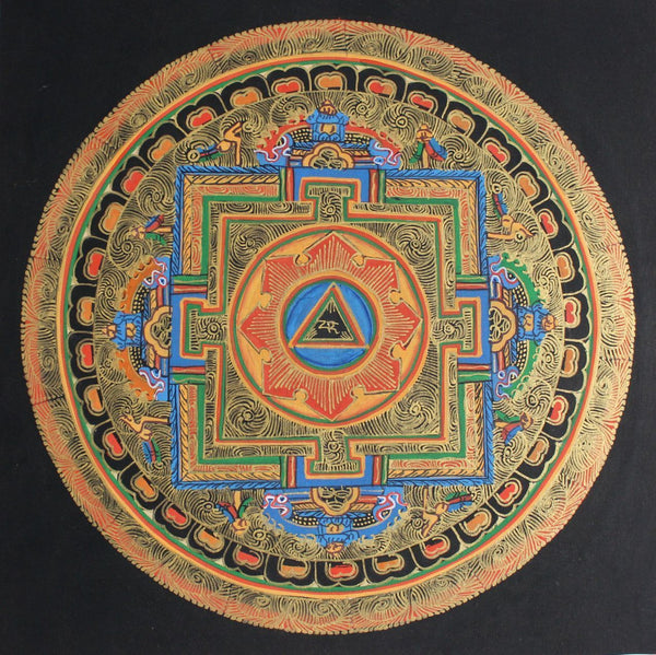 Dreieck Sun Mandala Black Thangka