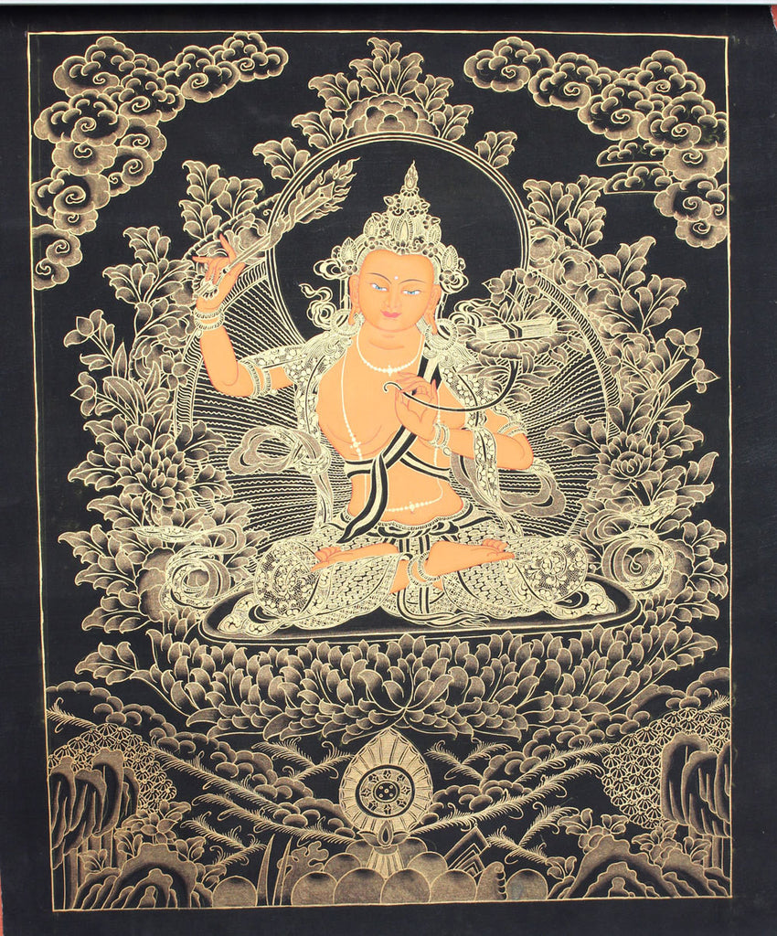 Golden thangka of Manjushri
