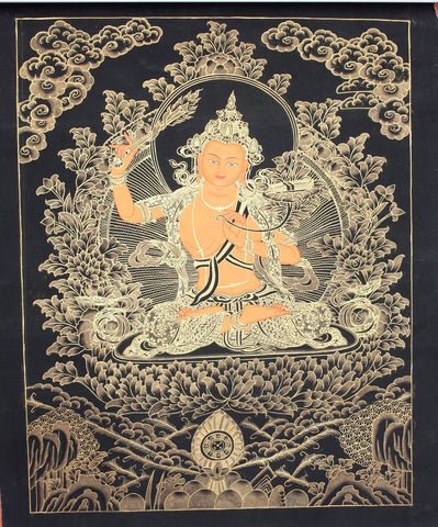 Golden thangka of Manjushri