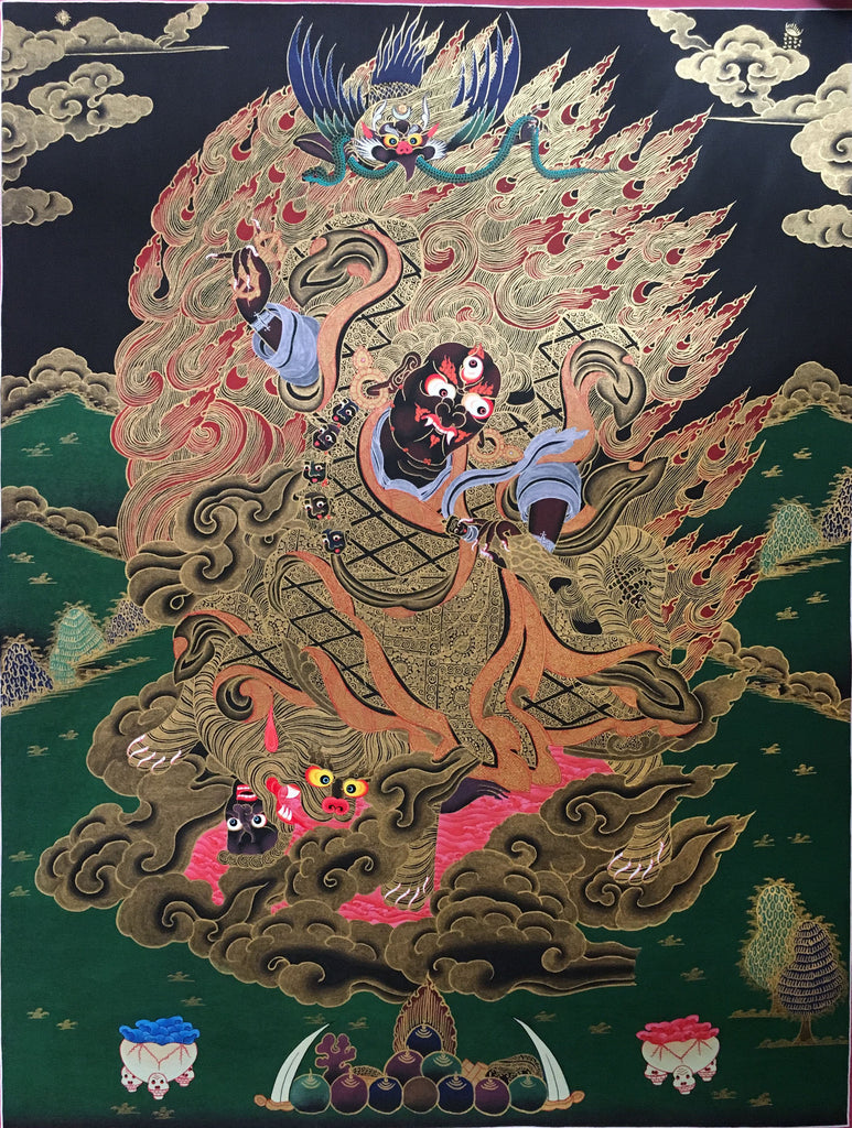 Golden Vajrapani Tibetan Thangka Painting