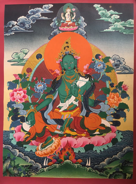 Green Tara Tibetan Thangka