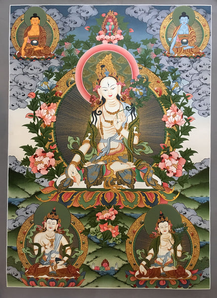 Luxurious Thangka Painting of White Tara