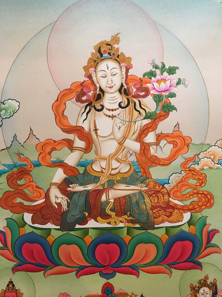 Hand Painted White Tara Thangka