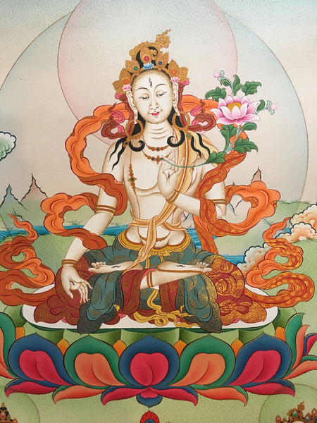 Hand Painted White Tara Thangka