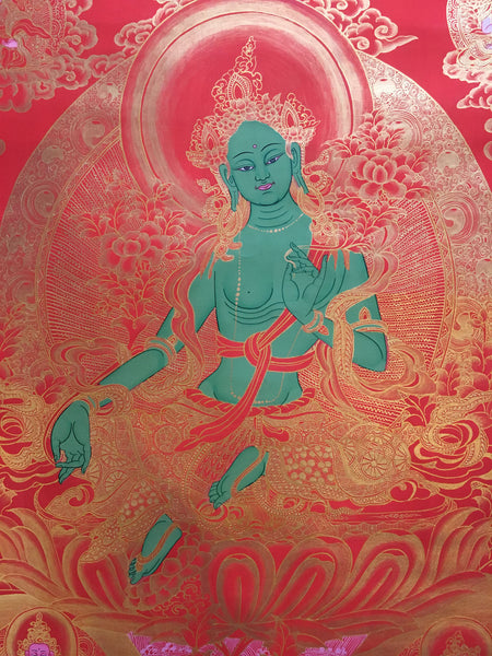 Golden Green Tara Thangka