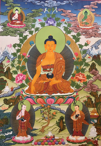 Shakyamuni Buddha In His Heavenly Adobe Thangka