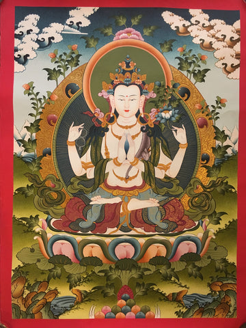 Avalokiteswora Buddhist Wall Hanging Thangka