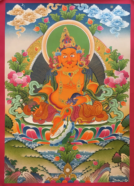 Brightly Colorful Zambala Thangka