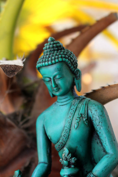 Green Medicine Buddha Resin Statue