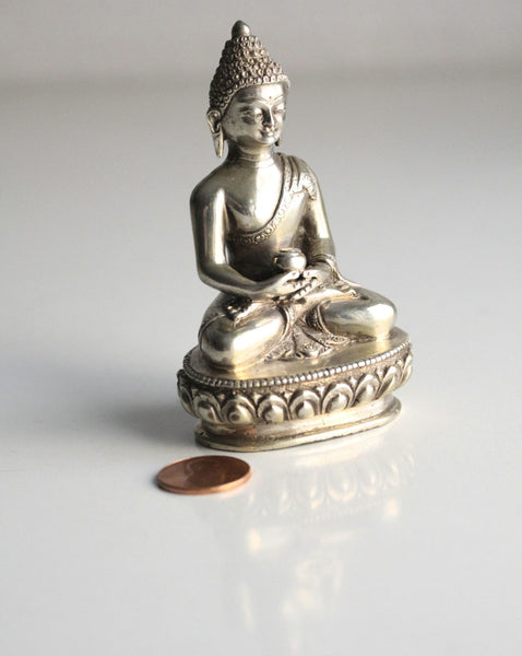 Silver Sterling Amitabha Buddha Statue 8.5cm