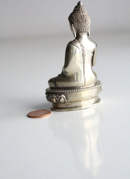 Silver Sterling Amitabha Buddha Statue 8.5cm