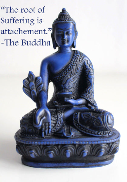 Dragon Carved Blue Medicine Buddha Resin Statue