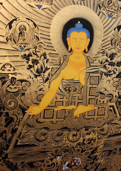 Black 14 Mini Buddha Shakaymuni Thangka Painting