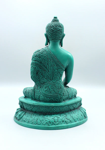 Shakyamuni Buddha Green Resin Statue 9 Inch