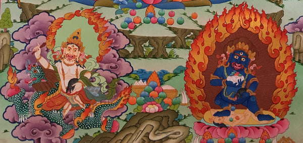 Zambala thangka with Bodhisattva Shakti, Tibet Thangka 32x22 inches
